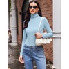 image:imageEkouaer Womens Turtleneck Long Sleeve Shirts Slim Fit Thermal Underwear Tops Lightweight Pullover TeesLight Blue