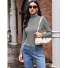 image:imageEkouaer Womens Turtleneck Long Sleeve Shirts Slim Fit Thermal Underwear Tops Lightweight Pullover TeesLight Grey