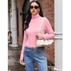 image:imageEkouaer Womens Turtleneck Long Sleeve Shirts Slim Fit Thermal Underwear Tops Lightweight Pullover TeesWhitePink