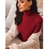 image:imageEkouaer Womens Turtleneck Long Sleeve Shirts Slim Fit Thermal Underwear Tops Lightweight Pullover TeesWine Red