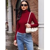 image:imageEkouaer Womens Turtleneck Long Sleeve Shirts Slim Fit Thermal Underwear Tops Lightweight Pullover TeesWine Red