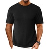 image:imageEkouaer Mens Knit TShirts Short Sleeve Casual Ribbed Shirts Lightweight Crewneck Tees Stretchy Undershirts SXXLBlack