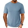 image:imageEkouaer Mens Knit TShirts Short Sleeve Casual Ribbed Shirts Lightweight Crewneck Tees Stretchy Undershirts SXXLLight Blue