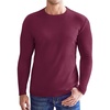 image:imageEkouaer Mens Long Sleeve Shirts Crew Neck Fleece Thermal Undershirts Midweight Sweatshirts Soft Base Layer Pullover Tee TopsDark Red
