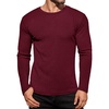 image:imageEkouaer Mens Long Sleeve Shirts Ribbed Pullover Tees Sim Fit Thermal Tops Crew Neck Stretchy Undershirts S3XLWine Red