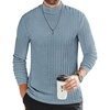 image:imageEkouaer Mens Mock Turtleneck Shirts Long Sleeve Underwear Tops Fleece Ribbed Knit Pullover Sweater Basic Thermal SweatshirtsLight Blue