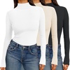 image:imageEkouaer Women 3 Pack Turtleneck Shirts Ribbed Thermal Underwear Tops Lightweight Long Sleeve Layer Tees Basic Pullover BlouseBlackBeigeWhite