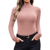 image:imageEkouaer Women Turtleneck Shirt Long Sleeve Layer Tops Basic Ribbed Tees Soft Stretch Thermal Undershirts Lightweight BlouseDirty Pink