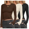 image:imageEkouaer Womens 3 Pack Long Sleeve Shirts Fitted Tops Base Layering Tight Thermal Undershirts XSXXLBlackBeigeBrown