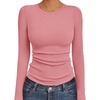 image:imageEkouaer Womens Long Sleeve Shirts Crew Neck Stretchy Fitted Ribbed Tops Basic Base Layer Soft Thermal Undershirts TeeRose Pink