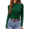 image:imageEkouaer Womens Mock Turtleneck Long Sleeve Shirts Ribbed Knit Lightweight Pullover Sweater Stretch Fitted Thermal TopGreen