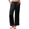 image:imageEkouaer Womens Silk Satin Pajama Pants Casual Comfy Sleep Pants Pocketed Elastic Waist Wide Leg Pj Bottoms with Lace TrimBlack