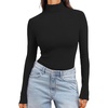 image:imageEkouaer Womens Turtleneck Long Sleeve Shirts Slim Fit Thermal Underwear Tops Lightweight Pullover TeesBlack