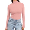 image:imageEkouaer Womens Turtleneck Long Sleeve Shirts Slim Fit Thermal Underwear Tops Lightweight Pullover TeesMisty Rose