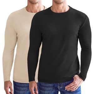 image:imageEkouaer Mens Long Sleeve Shirts Crew Neck Fleece Thermal Undershirts Midweight Sweatshirts Soft Base Layer Pullover Tee Tops2pcs Black Khaki