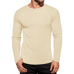 image:imageEkouaer Mens Long Sleeve Shirts Ribbed Pullover Tees Sim Fit Thermal Tops Crew Neck Stretchy Undershirts S3XLBeige
