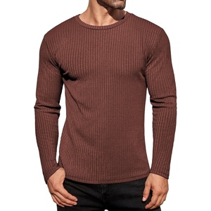 image:imageEkouaer Mens Long Sleeve Shirts Ribbed Pullover Tees Sim Fit Thermal Tops Crew Neck Stretchy Undershirts S3XLBrown