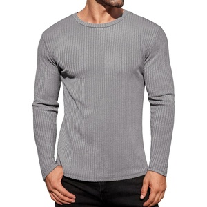image:imageEkouaer Mens Long Sleeve Shirts Ribbed Pullover Tees Sim Fit Thermal Tops Crew Neck Stretchy Undershirts S3XLGrey