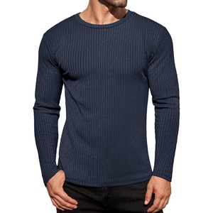 image:imageEkouaer Mens Long Sleeve Shirts Ribbed Pullover Tees Sim Fit Thermal Tops Crew Neck Stretchy Undershirts S3XLNavy Blue