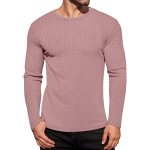 image:imageEkouaer Mens Long Sleeve Shirts Ribbed Pullover Tees Sim Fit Thermal Tops Crew Neck Stretchy Undershirts S3XLPink