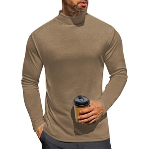 image:imageEkouaer Mens Mock Turtleneck Long Sleeve Turtle Neck Tops Lightweight Undershirt Thermal Sweater ShirtsLight Brown