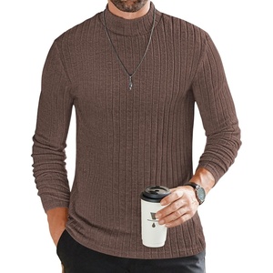 image:imageEkouaer Mens Mock Turtleneck Shirts Long Sleeve Underwear Tops Fleece Ribbed Knit Pullover Sweater Basic Thermal SweatshirtsBrown