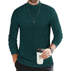image:imageEkouaer Mens Mock Turtleneck Shirts Long Sleeve Underwear Tops Fleece Ribbed Knit Pullover Sweater Basic Thermal SweatshirtsLake Green