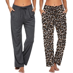 image:imageEkouaer Womens 2 Pack Lounge Pants Comfy Pajama Pants Plaid Pajama Bottoms with Pockets Drawstring Pj Bottoms Pants2 Packleopardgrey