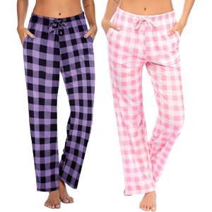 image:imageEkouaer Womens 2 Pack Lounge Pants Comfy Pajama Pants Plaid Pajama Bottoms with Pockets Drawstring Pj Bottoms Pants2 Packpinkpurple Plaid