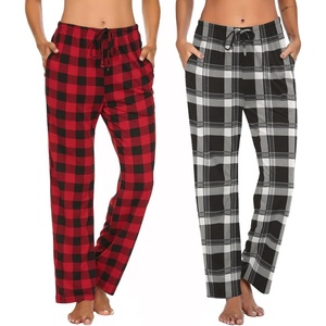image:imageEkouaer Womens 2 Pack Lounge Pants Comfy Pajama Pants Plaid Pajama Bottoms with Pockets Drawstring Pj Bottoms Pants2 Packset 1