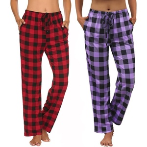 image:imageEkouaer Womens 2 Pack Lounge Pants Comfy Pajama Pants Plaid Pajama Bottoms with Pockets Drawstring Pj Bottoms Pants2 Packset 16