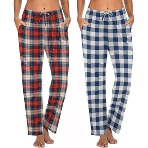 image:imageEkouaer Womens 2 Pack Lounge Pants Comfy Pajama Pants Plaid Pajama Bottoms with Pockets Drawstring Pj Bottoms Pants2 Packset 4