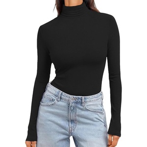 image:imageEkouaer Womens Turtleneck Long Sleeve Shirts Slim Fit Thermal Underwear Tops Lightweight Pullover TeesBlack