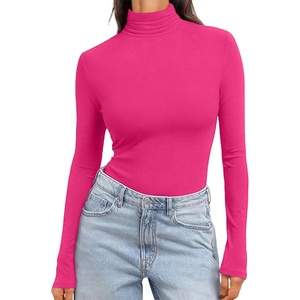 image:imageEkouaer Womens Turtleneck Long Sleeve Shirts Slim Fit Thermal Underwear Tops Lightweight Pullover TeesHot Pink