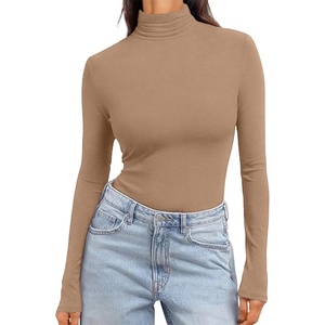 image:imageEkouaer Womens Turtleneck Long Sleeve Shirts Slim Fit Thermal Underwear Tops Lightweight Pullover TeesKhaki
