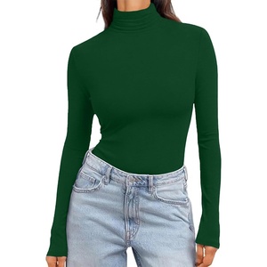 image:imageEkouaer Womens Turtleneck Long Sleeve Shirts Slim Fit Thermal Underwear Tops Lightweight Pullover TeesLight Green