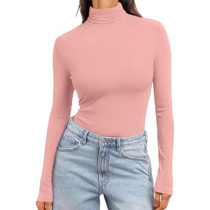 image:imageEkouaer Womens Turtleneck Long Sleeve Shirts Slim Fit Thermal Underwear Tops Lightweight Pullover TeesMisty Rose
