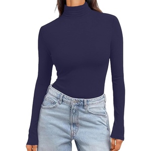 image:imageEkouaer Womens Turtleneck Long Sleeve Shirts Slim Fit Thermal Underwear Tops Lightweight Pullover TeesNavy Blue