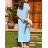 image:imageEkouaer Nightgown for Women Cotton Long Night Gown Short Sleeve Nightdress with Pockets Button Sleepshirt Soft SleepwearCyan