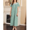 image:imageEkouaer Nightgown for Women Cotton Long Night Gown Short Sleeve Nightdress with Pockets Button Sleepshirt Soft SleepwearGreen White Florals