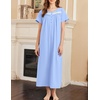 image:imageEkouaer Nightgown for Women Cotton Long Night Gown Short Sleeve Nightdress with Pockets Button Sleepshirt Soft SleepwearLight Blue