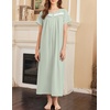 image:imageEkouaer Nightgown for Women Cotton Long Night Gown Short Sleeve Nightdress with Pockets Button Sleepshirt Soft SleepwearLight Green