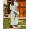 image:imageEkouaer Nightgown for Women Cotton Long Night Gown Short Sleeve Nightdress with Pockets Button Sleepshirt Soft SleepwearLight Green