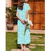 image:imageEkouaer Nightgown for Women Cotton Long Night Gown Short Sleeve Nightdress with Pockets Button Sleepshirt Soft SleepwearLine Drawing Flowers
