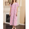 image:imageEkouaer Nightgown for Women Cotton Long Night Gown Short Sleeve Nightdress with Pockets Button Sleepshirt Soft SleepwearPink Florals