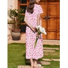 image:imageEkouaer Nightgown for Women Cotton Long Night Gown Short Sleeve Nightdress with Pockets Button Sleepshirt Soft SleepwearPink Florals