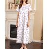 image:imageEkouaer Nightgown for Women Cotton Long Night Gown Short Sleeve Nightdress with Pockets Button Sleepshirt Soft SleepwearPink Line Florals