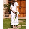 image:imageEkouaer Nightgown for Women Cotton Long Night Gown Short Sleeve Nightdress with Pockets Button Sleepshirt Soft SleepwearPink Line Florals