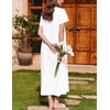 image:imageEkouaer Nightgown for Women Cotton Long Night Gown Short Sleeve Nightdress with Pockets Button Sleepshirt Soft SleepwearWhite