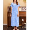 image:imageEkouaer Nightgown for Women Cotton Long Night Gown Short Sleeve Nightdress with Pockets Button Sleepshirt Soft SleepwearWhite Bird